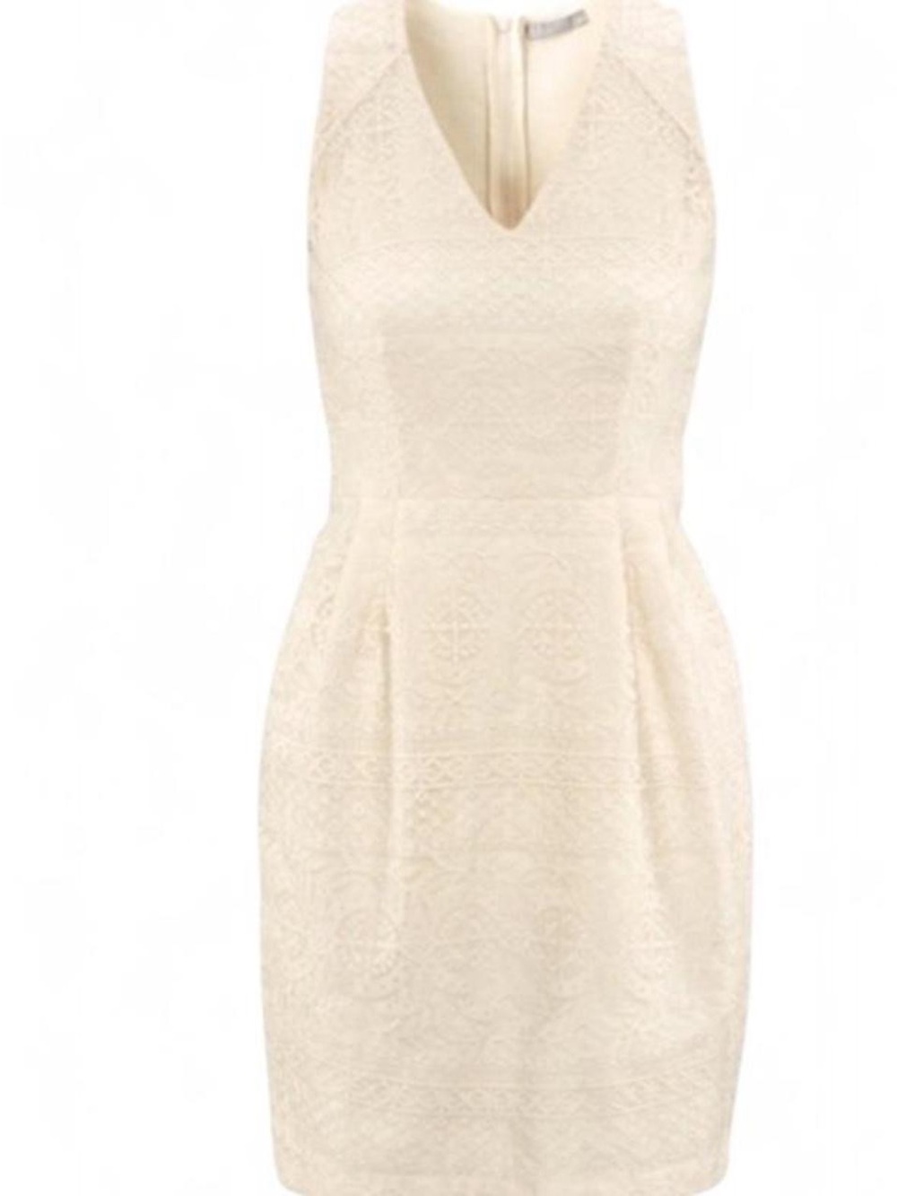 H&M Cream Lace V-Neck Sleeveless Mini Dress
